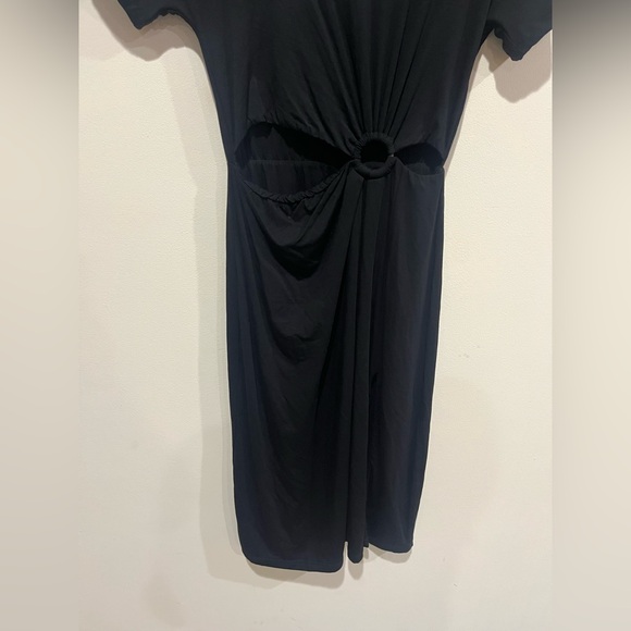 NWT Good American Ring Cut Out Black Midi Dress Size 1 (Small) - Picture 5 of 10